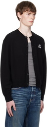 We11done Black Teddy Logo Cardigan
