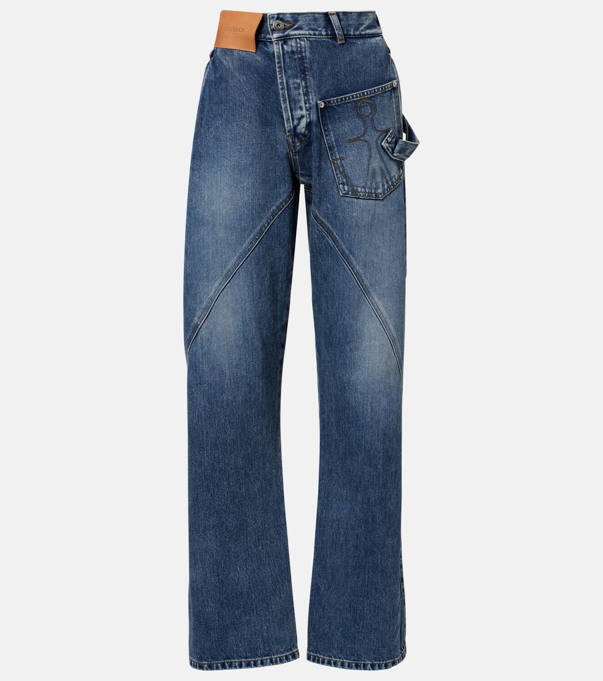JW Anderson Embroidered high-rise straight jeans