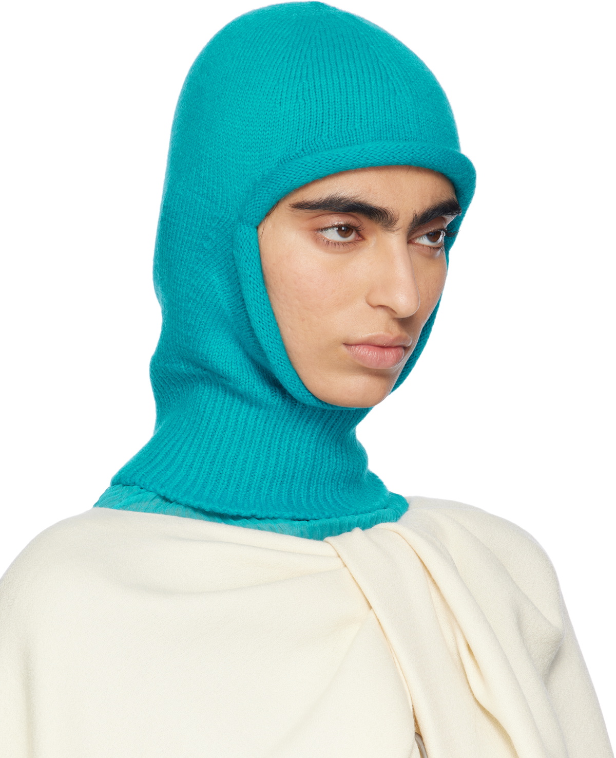 ISSEY MIYAKE Blue Chunky Wool Balaclava