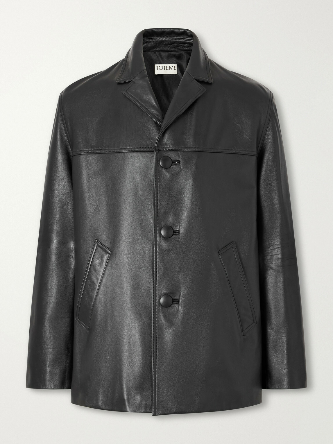 TOTEME - Panelled Full-Grain Leather Jacket - Black