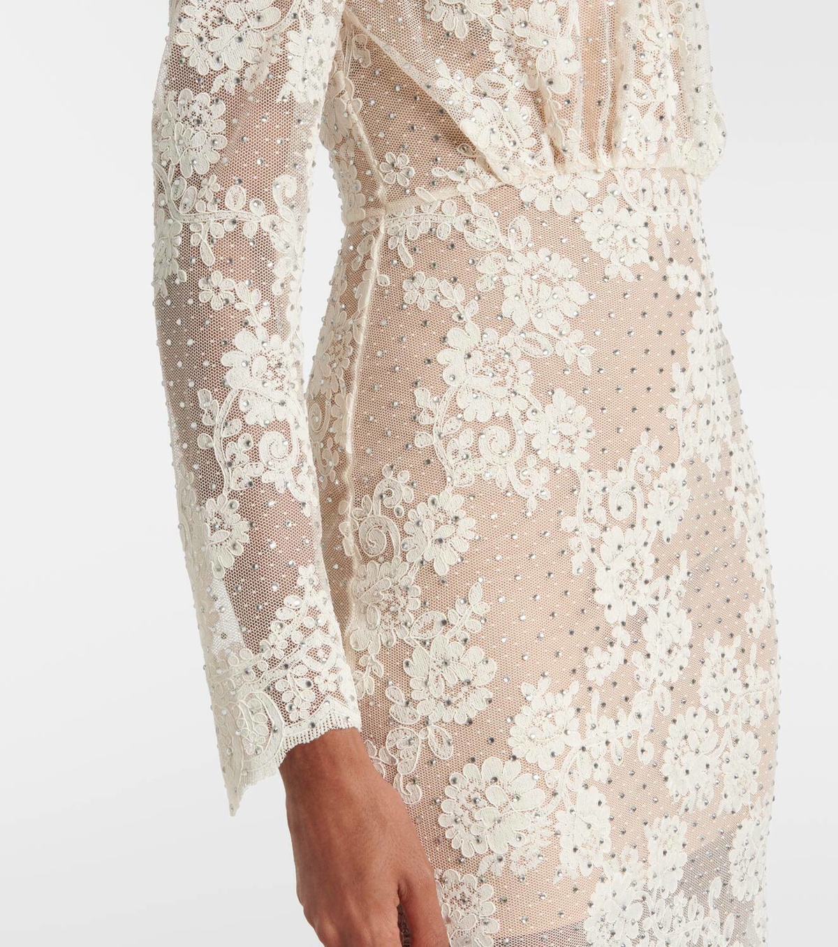 Self-Portrait Embellished lace maxi dress