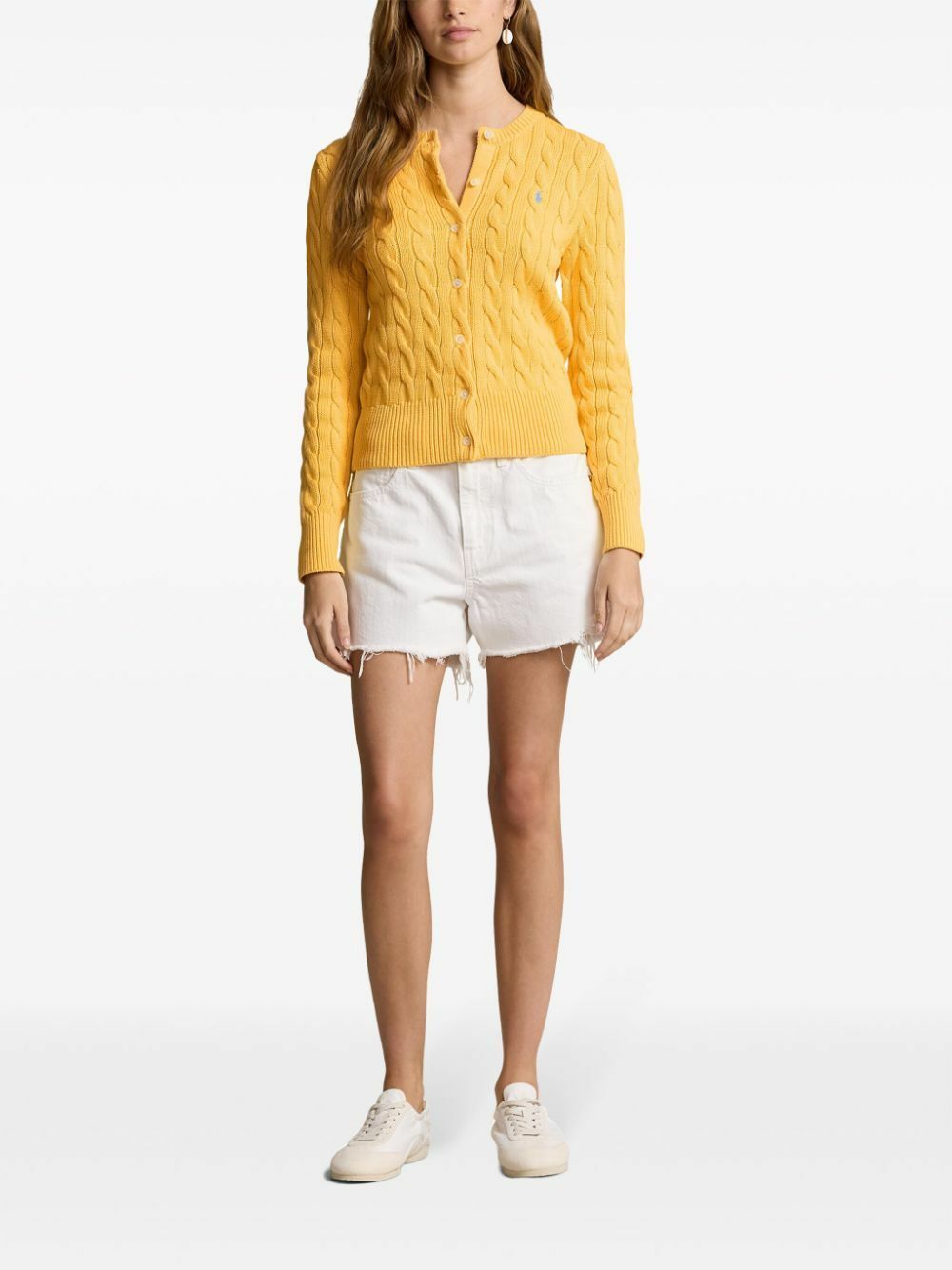Polo Ralph Lauren Yellow Cable-Knit Cotton Cardigan Polo Ralph Lauren