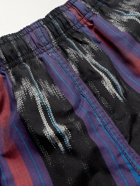 STÜSSY - Wide-Leg Mid-Length Striped Swim Shorts - Black