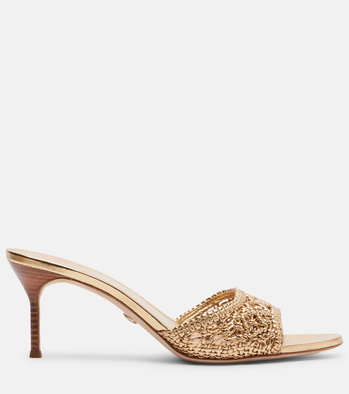 Veronica Beard Woven metallic leather mules