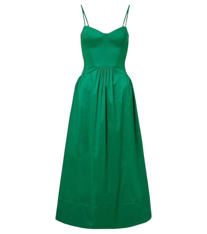 Photo: Rebecca Vallance Bailey belted pleated midi dress
