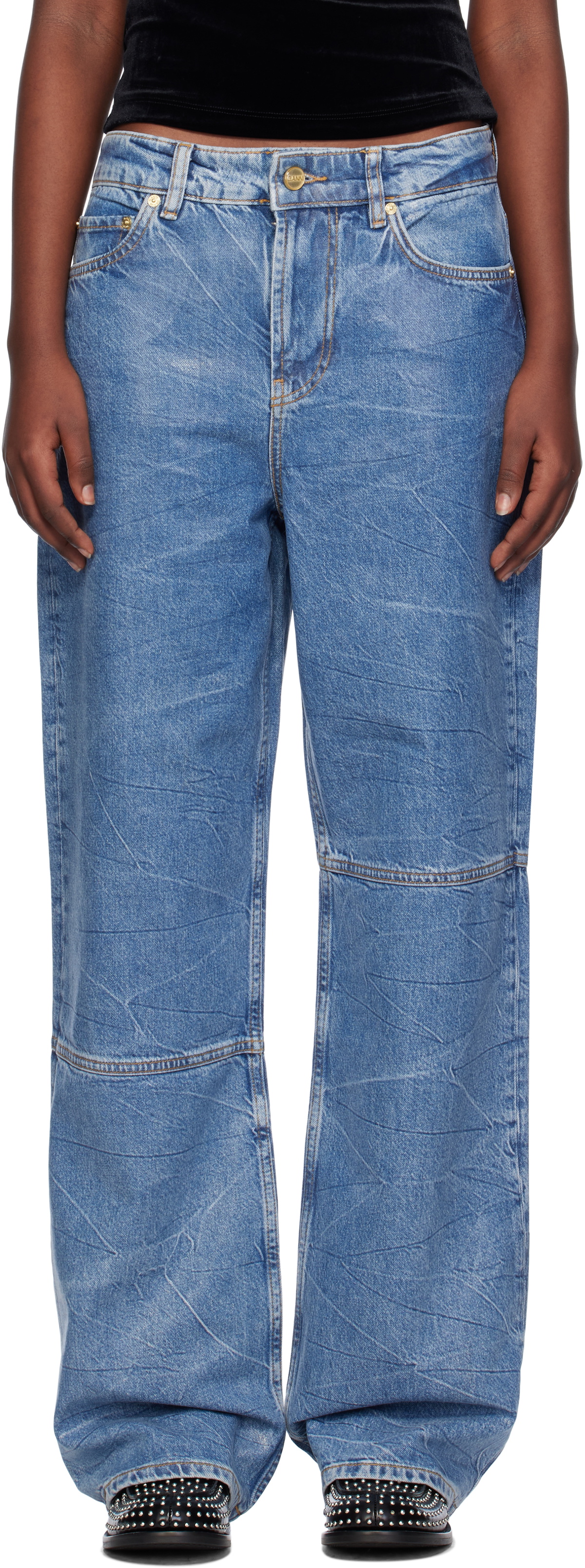 【関税込み】GANNI ブルー Izey ジーンズ GANNI Blue Foil Izey Jeans GANNI