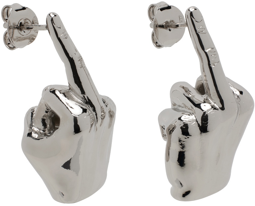 Y/Project Silver Mini Fuck U Earrings Y/Project