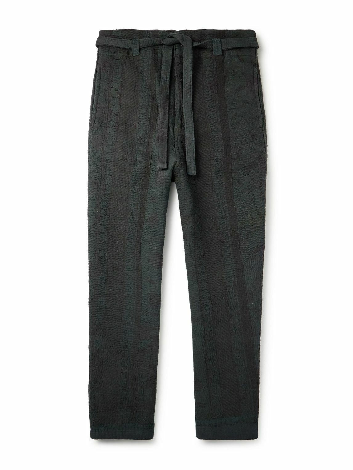 Kartik Research - Kantha Fauji Straight-Leg Cotton Trousers - Black