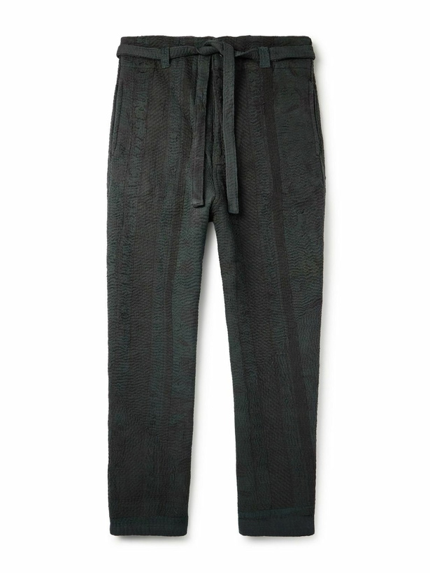 Photo: Kartik Research - Kantha Fauji Straight-Leg Cotton Trousers - Black