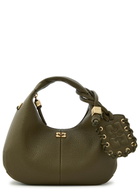 Ganni Hobo Mini Grained Leather top Handle bag - Olive - One Size
