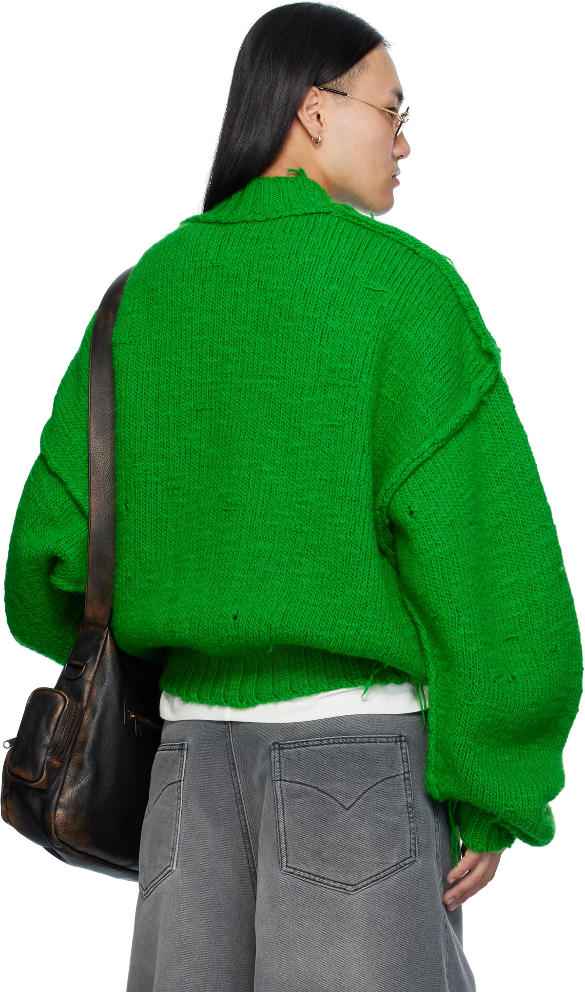 LU'U DAN Green Kingpin Knit Sweater