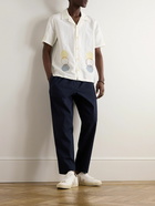 Folk - Damien Poulain Convertible-Collar Embroidered Linen and Cotton-Blend Shirt - Neutrals