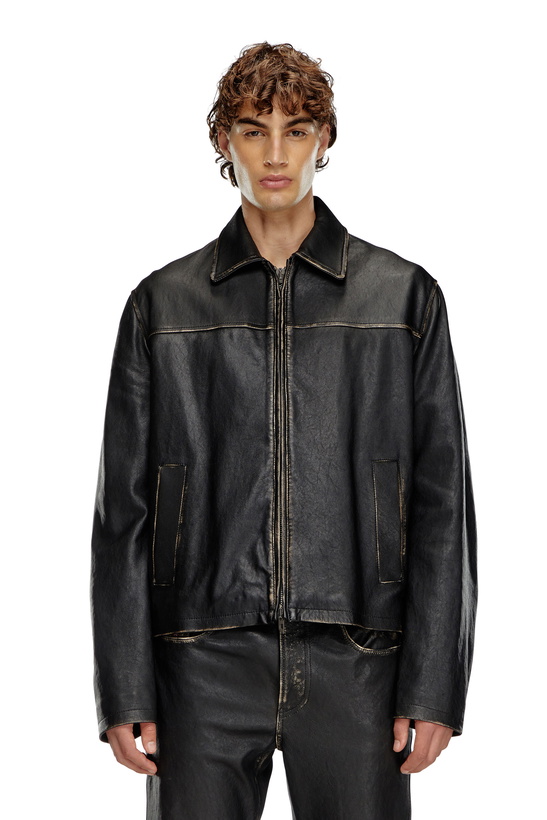 Photo: Diesel Distressed leather jacket - Leather jackets Mens in Black
