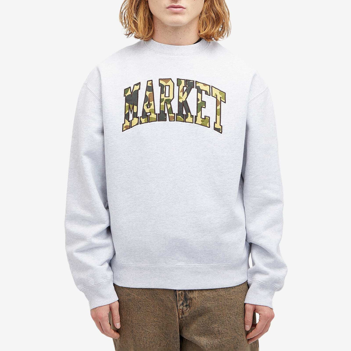 Market Men's Duck Camo Arc Crew Sweatshirt in Ash MARKET
