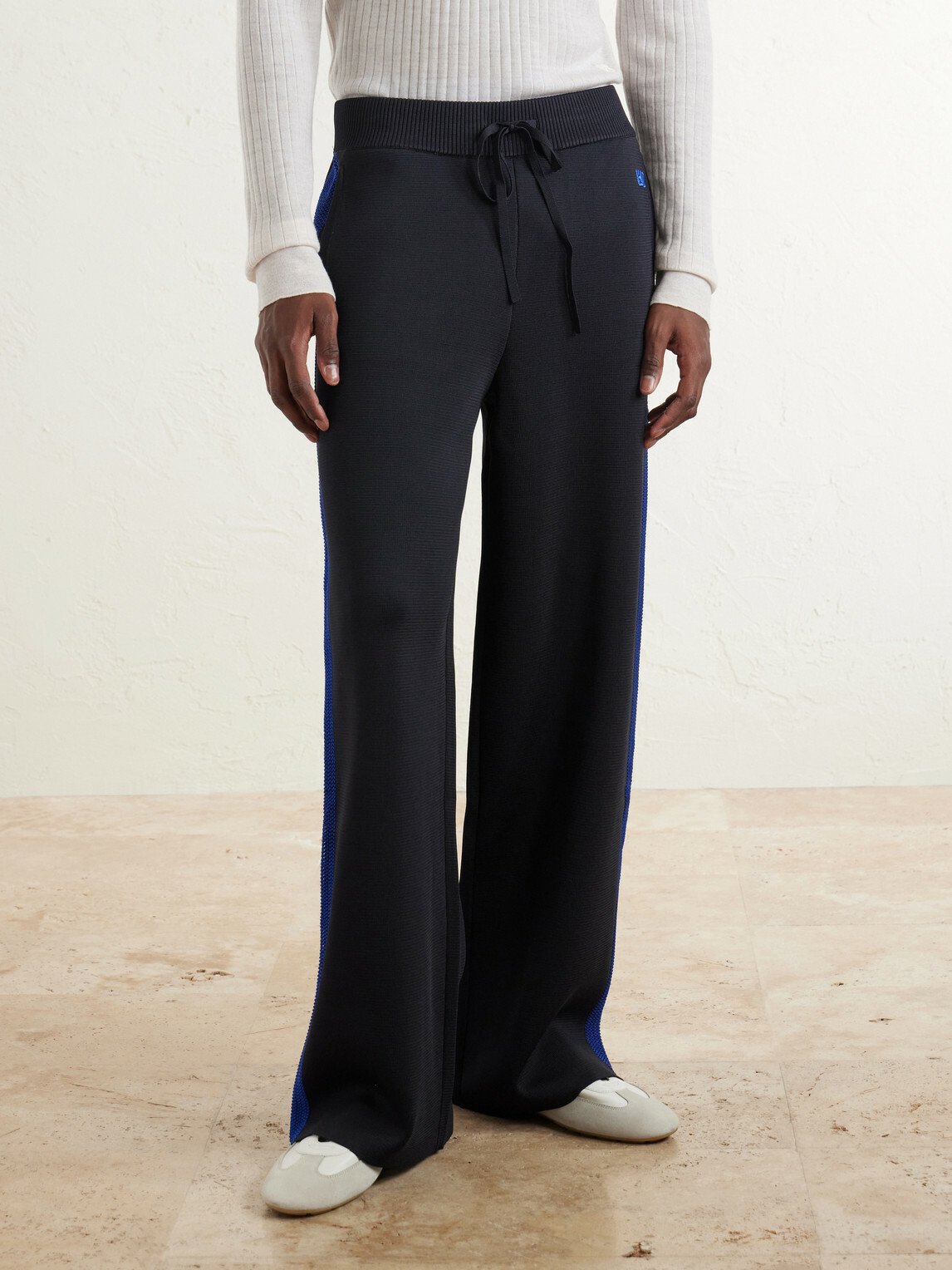 Wales Bonner - Straight-Leg Logo-Embroidered Knitted Drawstring Sweatpants - Blue