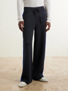Wales Bonner - Straight-Leg Logo-Embroidered Knitted Drawstring Sweatpants - Blue