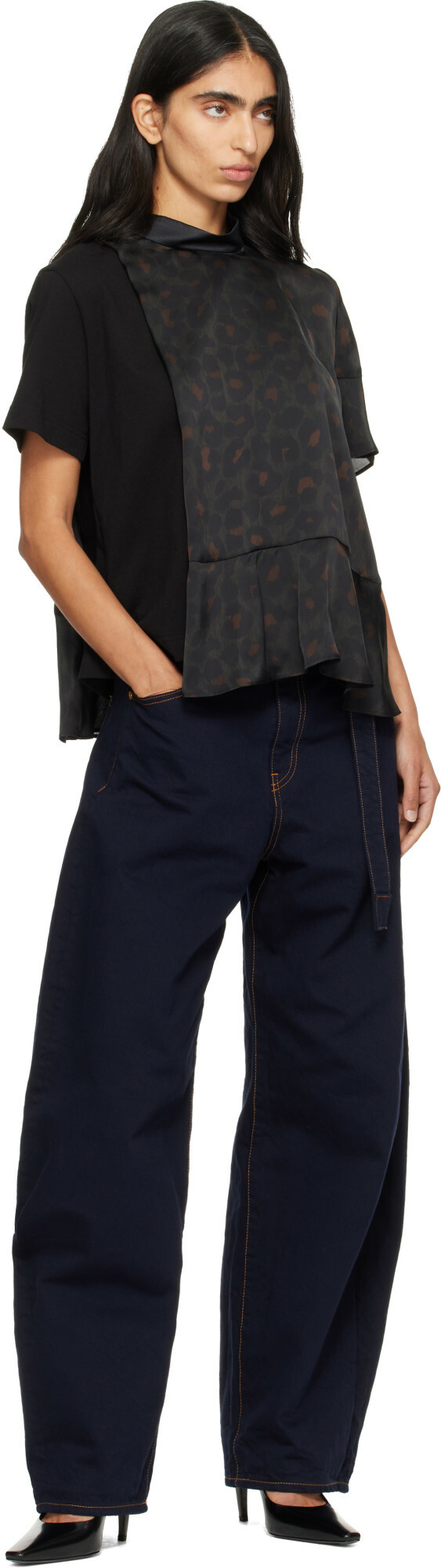 sacai Black Leopard Jersey T-Shirt