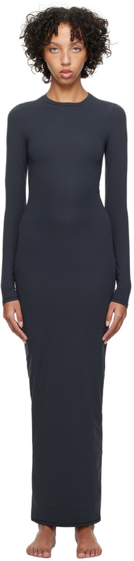 Photo: SKIMS Gray Fits Everybody Crewneck Long Sleeve Maxi Dress