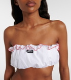 Miu Miu Scalloped cotton poplin bandeau top
