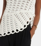 Loulou de Saison Saez asymmetric scalloped crochet top
