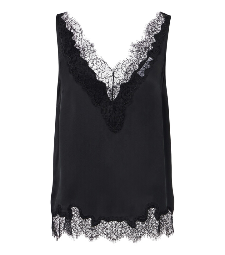 Photo: Velvet Lace-trimmed silk satin top