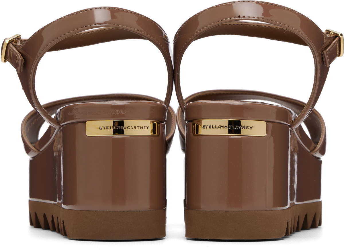 Stella McCartney Brown Elyse Patent Platform Sandals