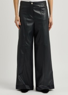 Max Mara Leisure Marina Panelled Faux Leather Trousers Navy