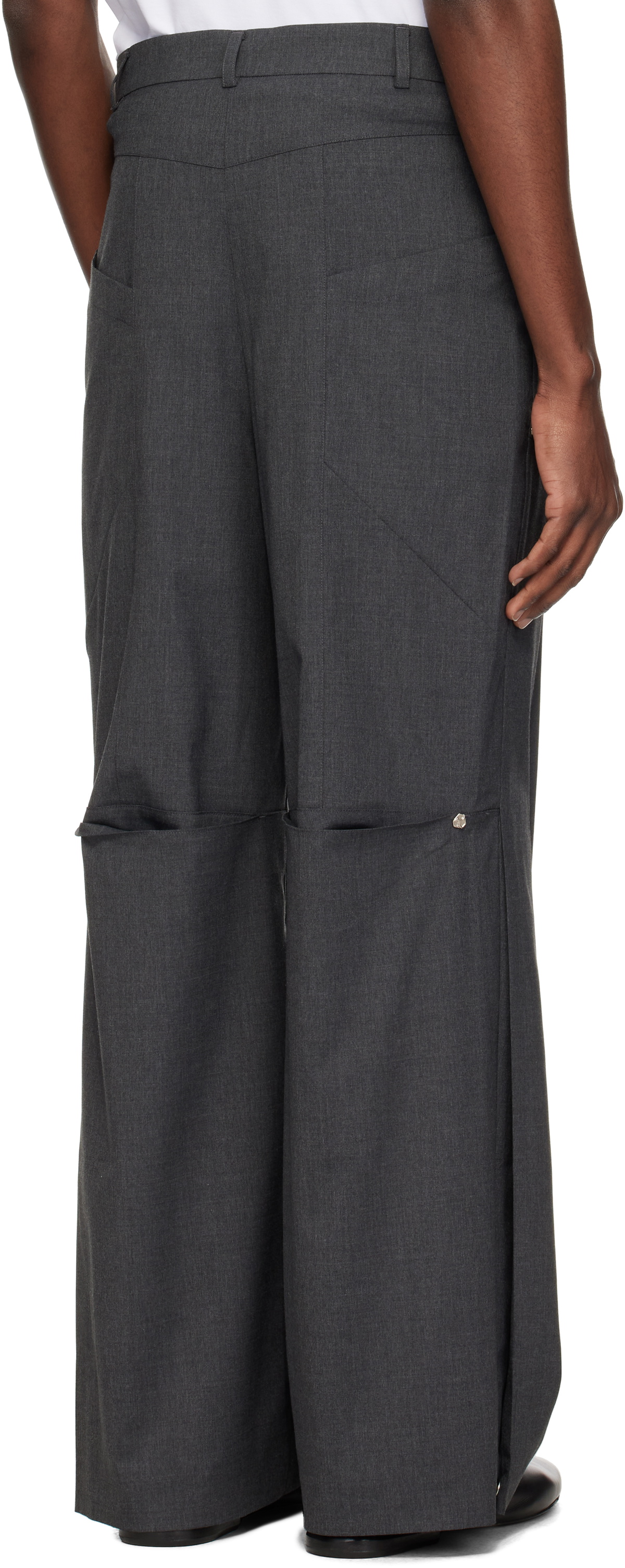 CMMAWEAR Gray Side Pleats Wool Trousers
