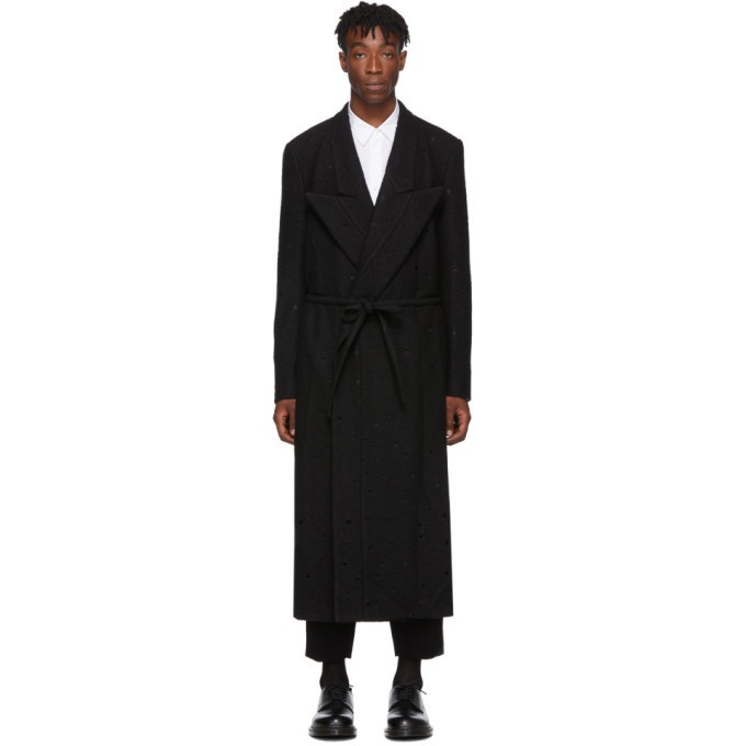 Photo: Comme des Garcons Homme Plus Black Wool Felt Round Hole Coat