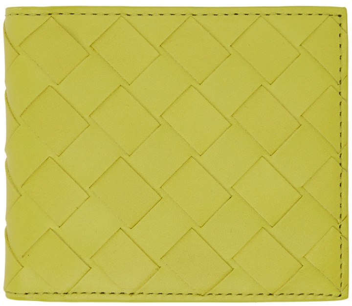 Photo: Bottega Veneta Yellow Intrecciato Bifold Coin Pouch Wallet