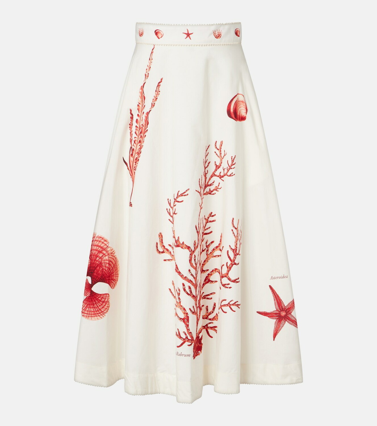 Agua by Agua Bendita Tangelo printed cotton midi skirt
