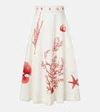 Agua by Agua Bendita Tangelo printed cotton midi skirt
