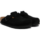 Birkenstock Black Regular Boston Soft Footbed Suede Leather Loafers