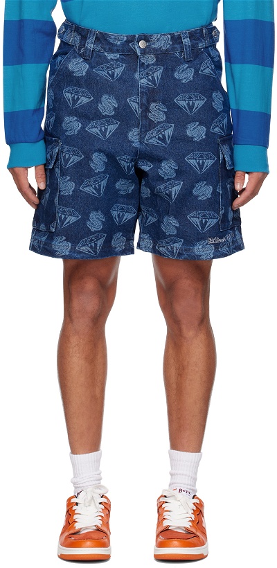 Photo: Billionaire Boys Club Blue Printed Denim Shorts