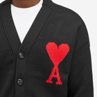 AMI Paris Men's AMI Large A Heart Cardigan in Black/Red