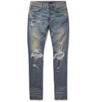 AMIRI - Thrasher Skinny-Fit Distressed Stretch-Denim Jeans - Men - Light blue