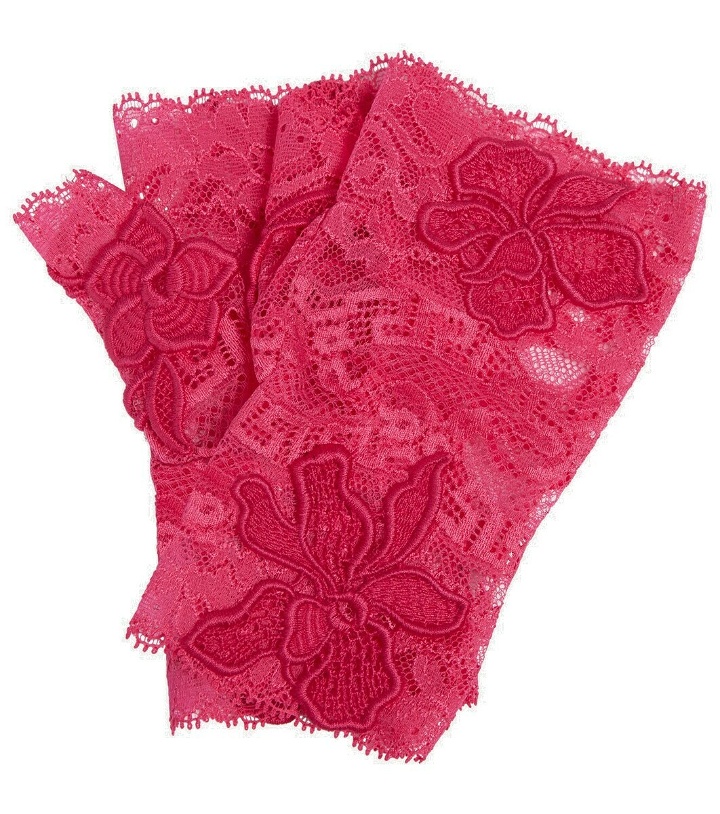 Photo: Versace Embroidered lace fingerless gloves