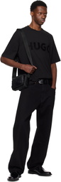 Hugo Black Stacked-Logo Twill Crossbody Bag