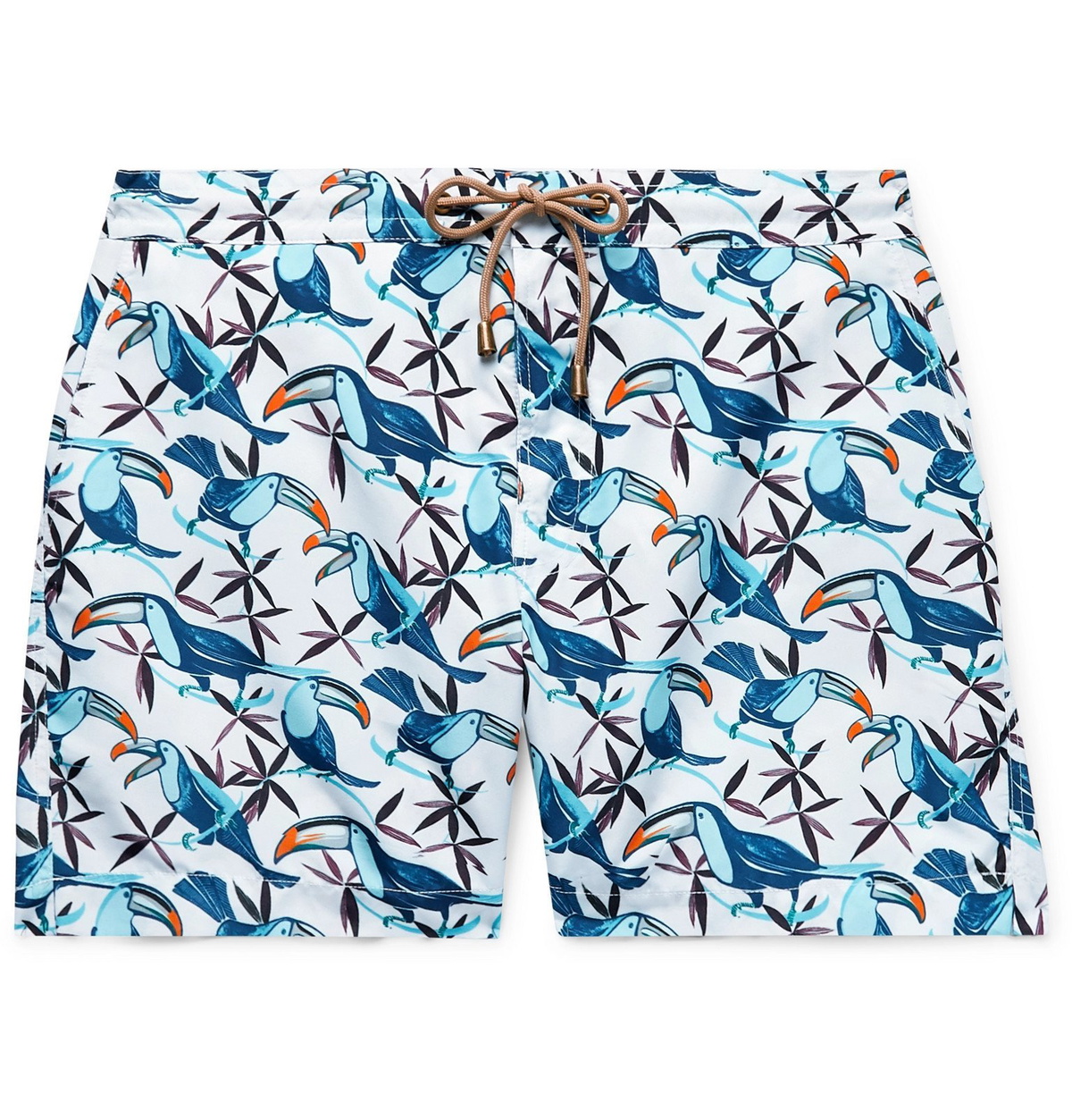 Thorsun - Mid-Length Printed Swim Shorts - White