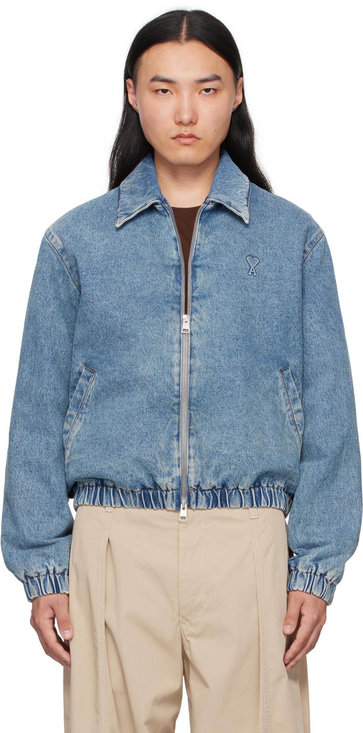 AMI Paris Blue Ami de Coeur Denim Jacket
