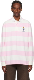 Polo Ralph Lauren Pink & White Classic Fit Polo Bear Jersey Rugby Polo