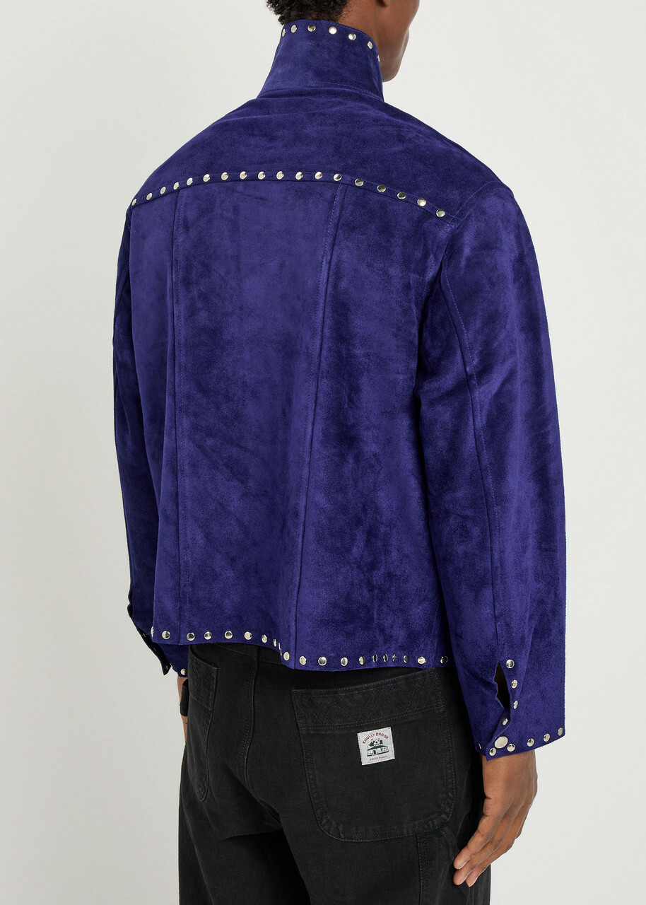 Bode Studded Suede Jacket Blue