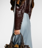 Chloé Cropped shearling-trimmed leather jacket