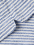 Incotex - Slim-Fit Striped Linen and Cotton-Blend Polo Shirt - Blue