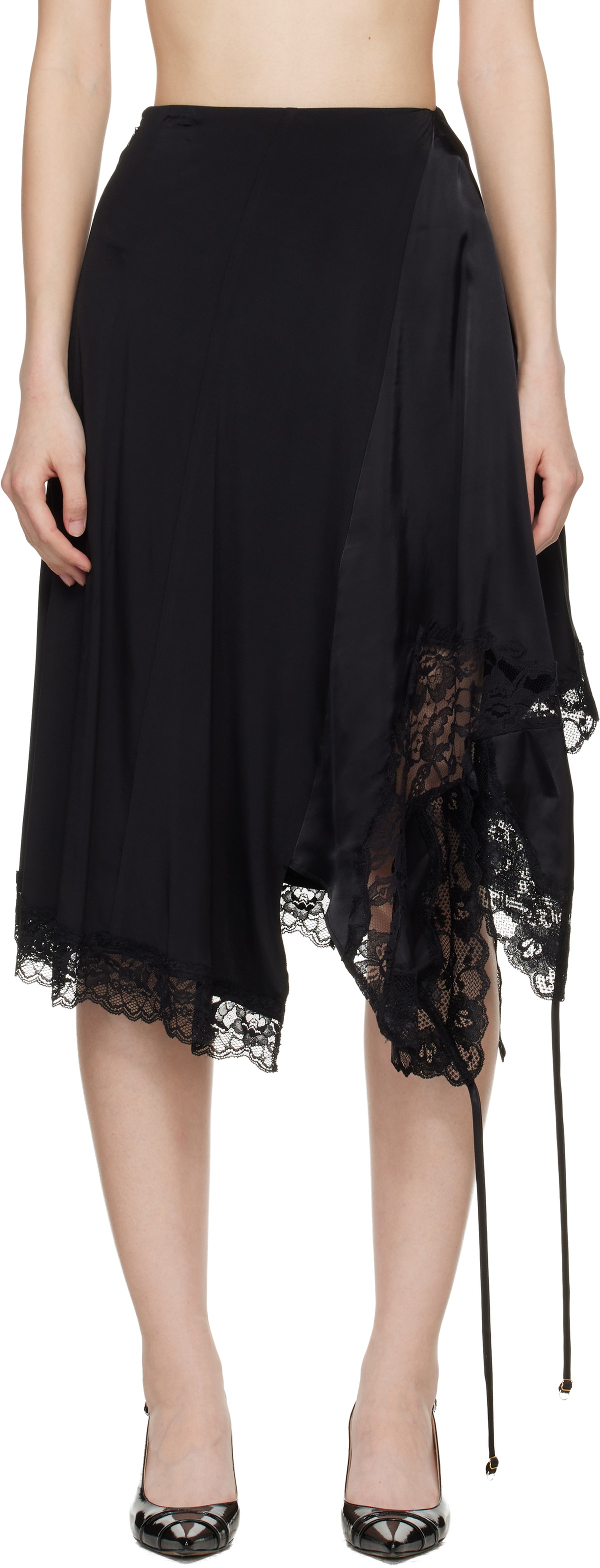VETEMENTS Black Reworked Lingerie Midi Skirt
