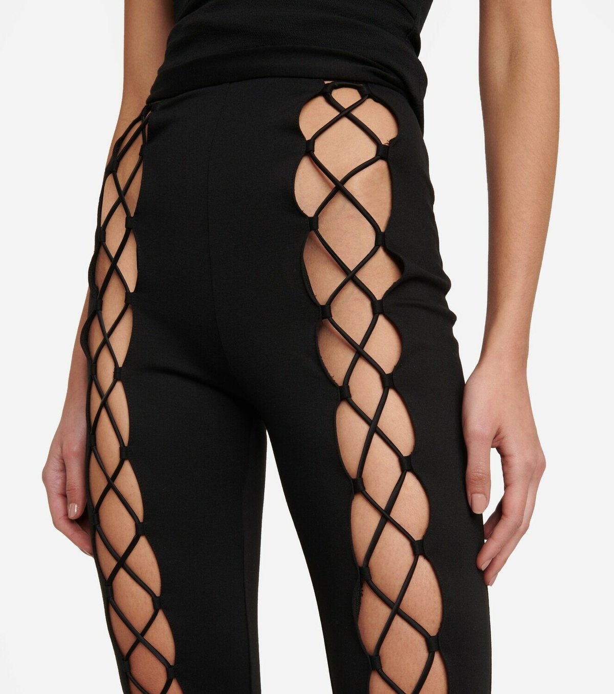 David Koma Lace-up cotton jersey flared pants