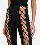 David Koma Lace-up cotton jersey flared pants