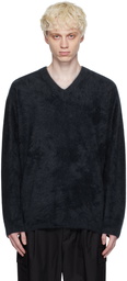 ATON Navy Garment-Dyed Sweater