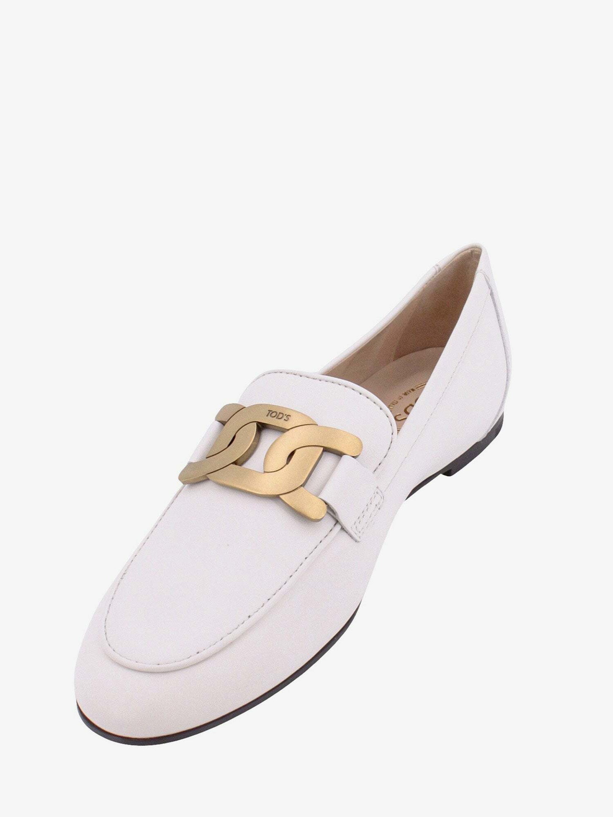 Tod\'s White Leather Slip-On Loafers with Tan Trim Tod main image 3
