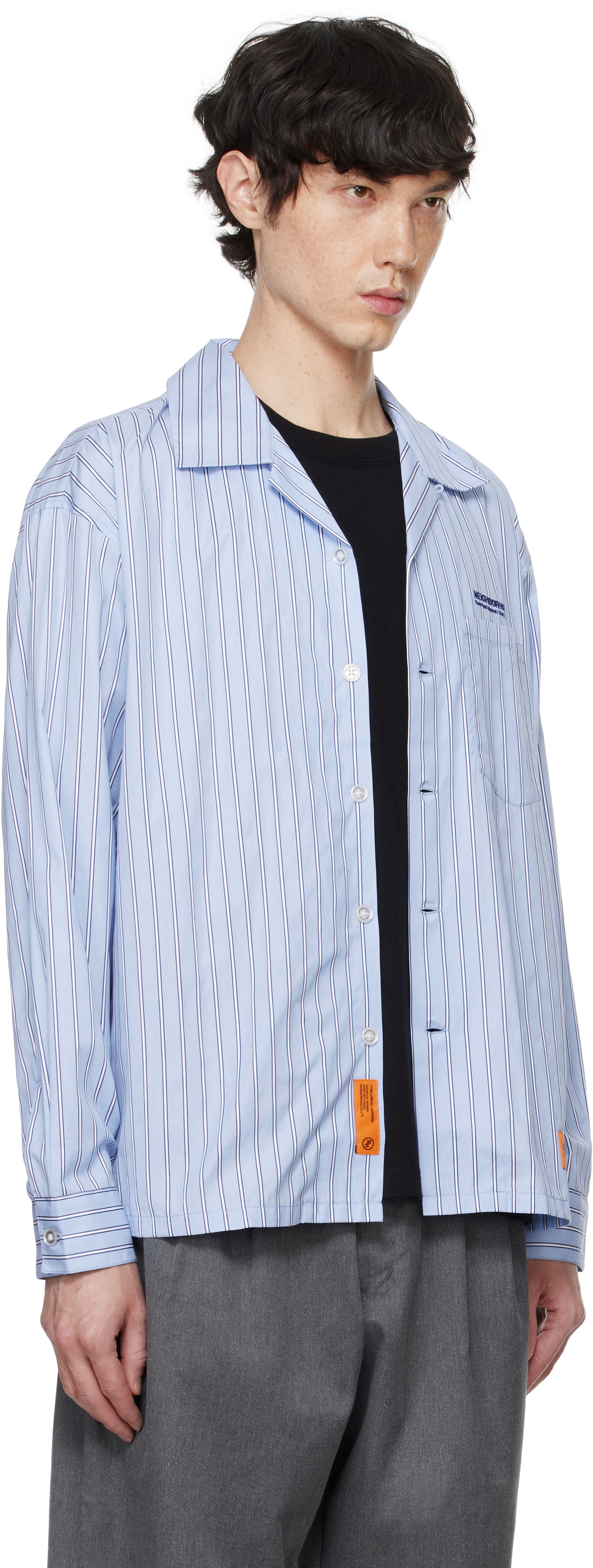 トップス NEIGHBORHOOD STRIPE WORK SHIRT LS L Neighborhood Blue Stripe Work LS Shirt Neighborhood